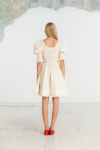 Mini Rebecca Dress, Short Sleeve, Milky White#color_milky-white