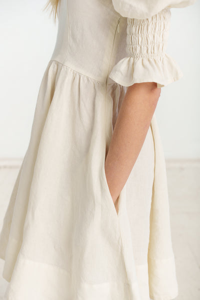 Mini Rebecca Dress, Short Sleeve, Milky White#color_milky-white