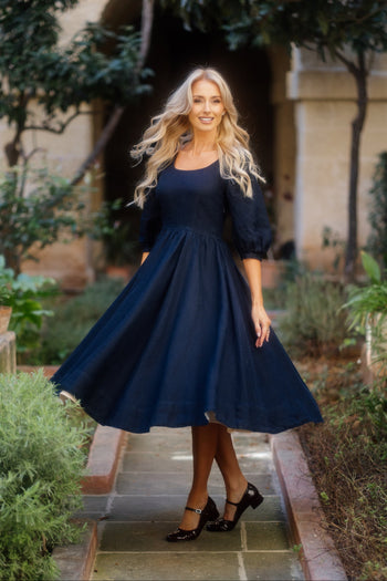 Carmen Dress, 3/4 Sleeve, Night Navy
#color_night-navy
