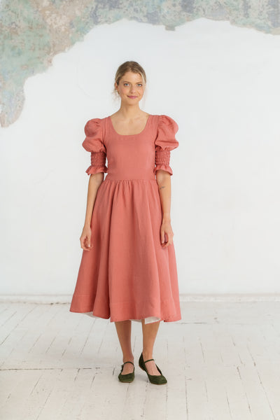 Rebecca Dress, Short Sleeve, Vintage Pink#color_vintage-pink