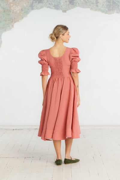 Rebecca Dress, Short Sleeve, Vintage Pink#color_vintage-pink