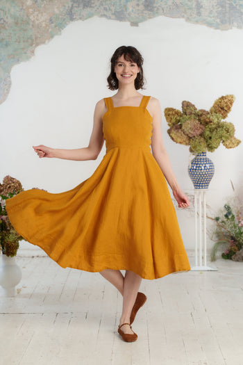 Pinafore Dress, Sleeveless, Marigold#color_marigold