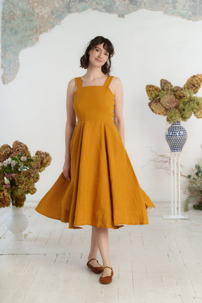 Pinafore Dress, Sleeveless, Marigold#color_marigold