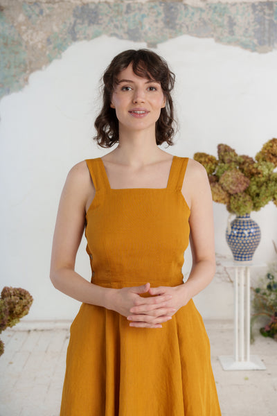Pinafore Dress, Sleeveless, Marigold#color_marigold