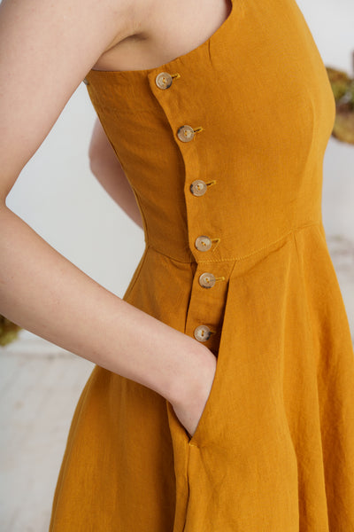 Pinafore Dress, Sleeveless, Marigold#color_marigold