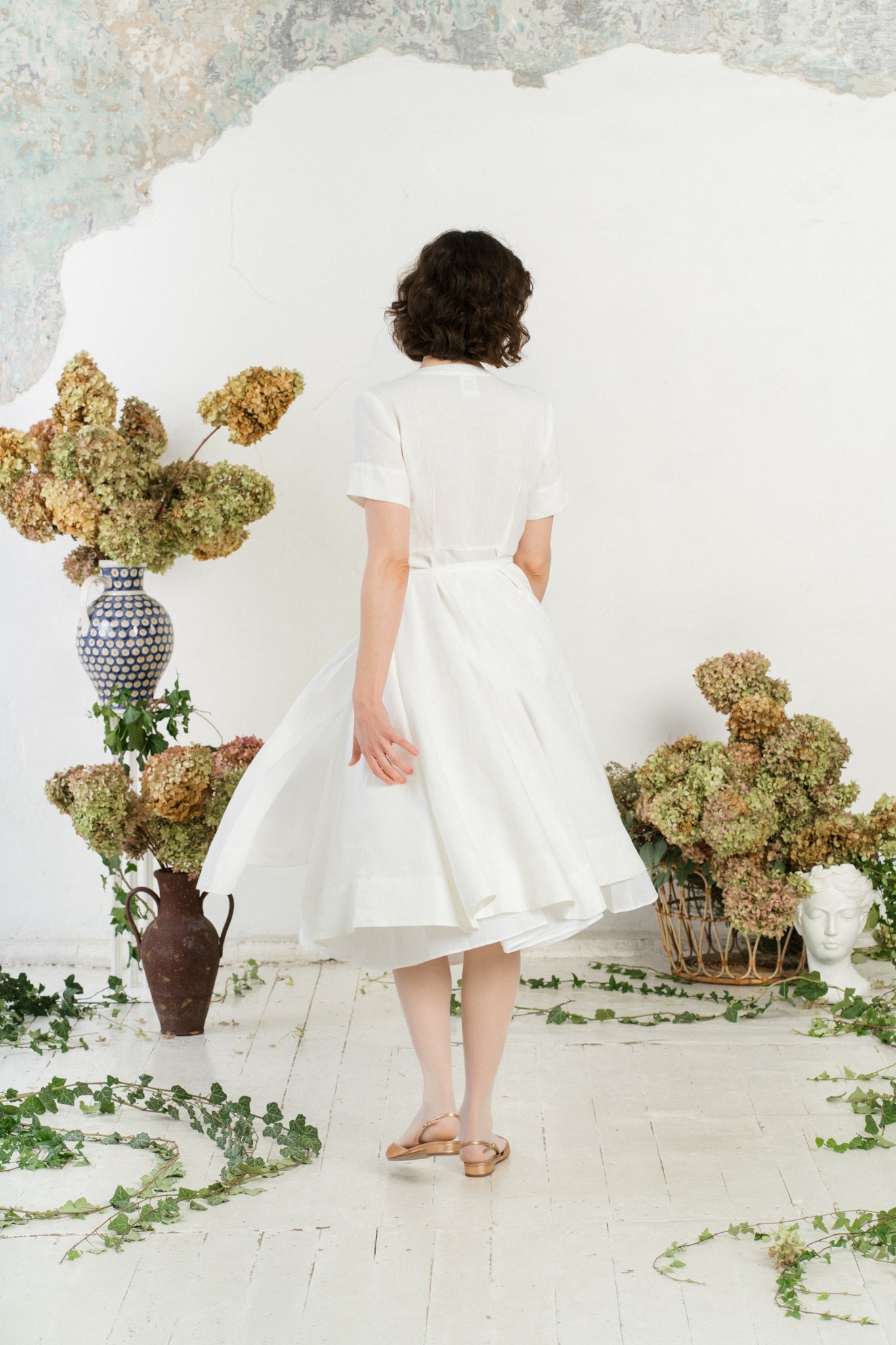 Wrap Dress, Short Sleeve, White Magnolia