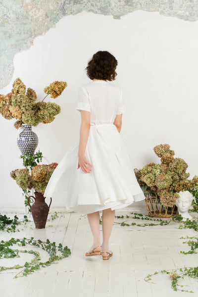 Wrap Dress, Short Sleeve, White Magnolia