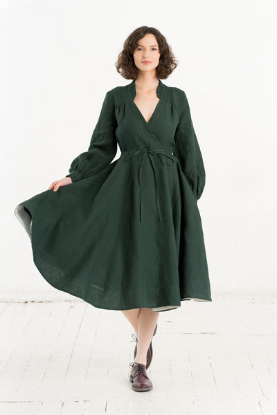 Darcy Dress, Long Sleeve, Evergreen#color_evergreen
