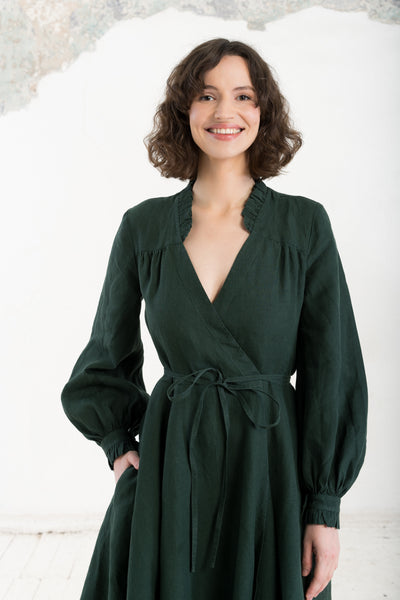 Darcy Dress, Long Sleeve, Evergreen#color_evergreen