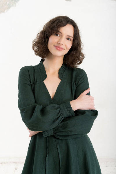 Darcy Dress, Long Sleeve, Evergreen#color_evergreen
