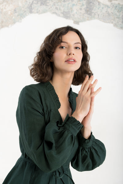 Darcy Dress, Long Sleeve, Evergreen#color_evergreen