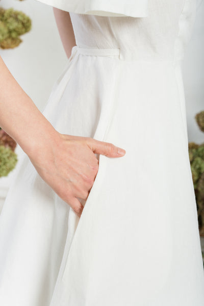 Wrap Dress, Butterfly Sleeve, White Magnolia