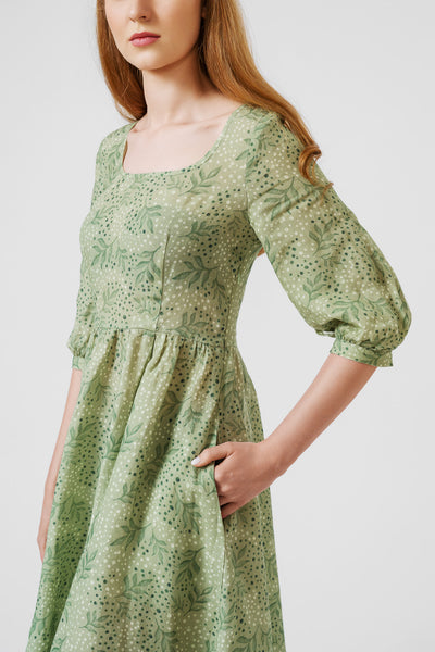 Carmen dress, 3/4 sleeves, #color_forest-fern
