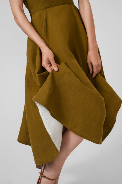 Pinafore Dress, Sleeveless, Moss Green#color_moss-green
