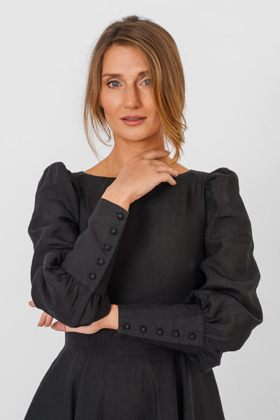 Hawthorn Dress, Long Sleeve, Black Pansy
#color_black-pansy