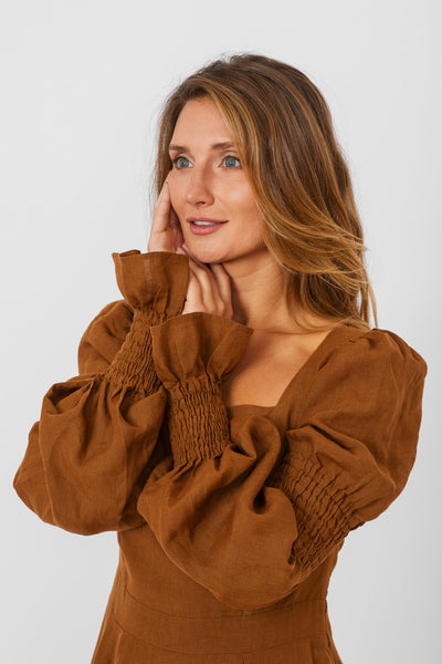 Briar Dress, Long Sleeve, Warm Brown
#color_warm-brown