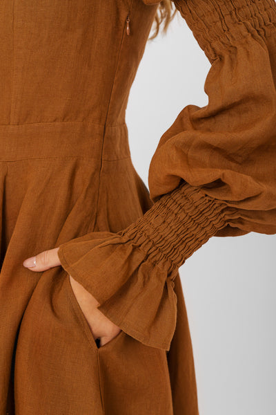 Briar Dress, Long Sleeve, Warm Brown
#color_warm-brown