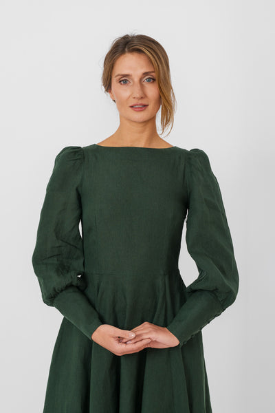 Hawthorn Dress, Long Sleeve, Evergreen
#color_evergreen