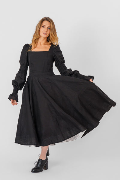 Briar Dress, Long Sleeve, Black Pansy
#color_black-pansy