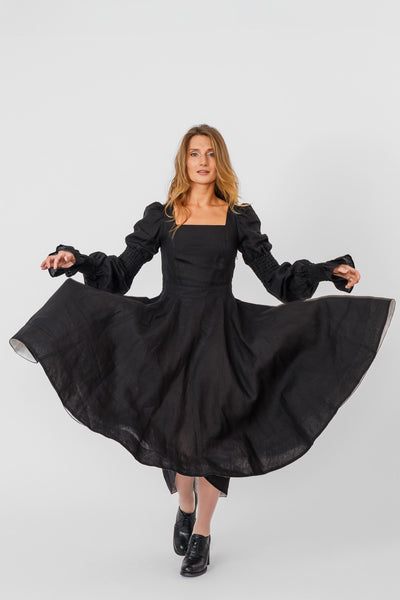 Briar Dress, Long Sleeve, Black Pansy
#color_black-pansy