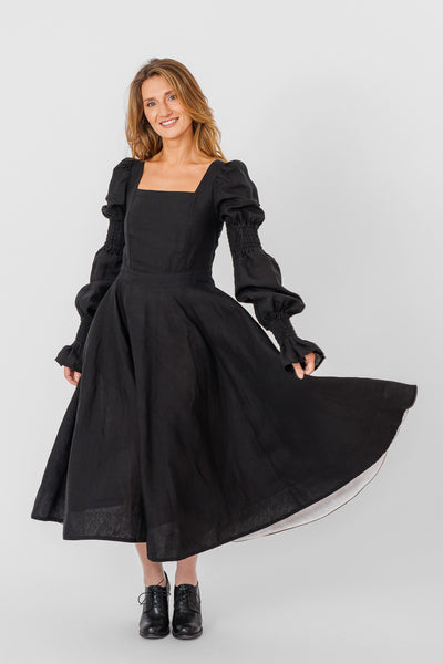 Briar Dress, Long Sleeve, Black Pansy
#color_black-pansy