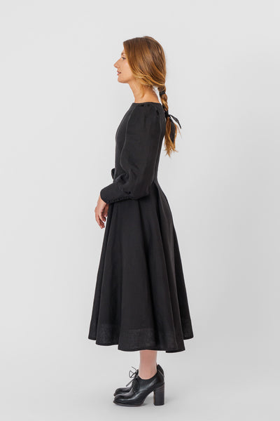 Hawthorn Dress, Long Sleeve, Black Pansy
#color_black-pansy