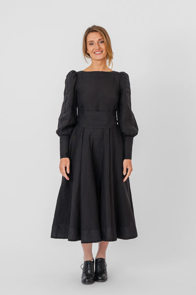 Hawthorn Dress, Long Sleeve, Black Pansy
#color_black-pansy