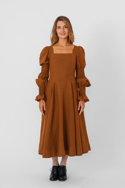 Briar Dress, Long Sleeve, Warm Brown
#color_warm-brown