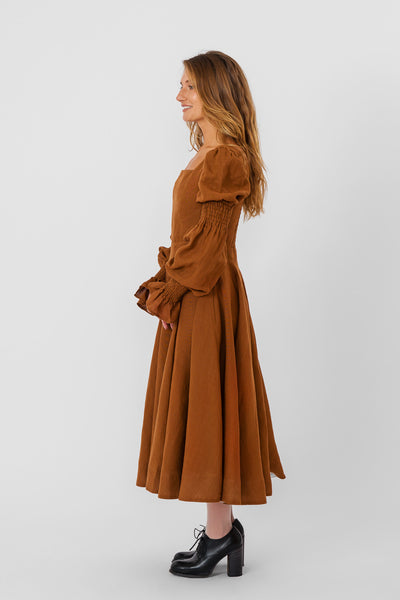Briar Dress, Long Sleeve, Warm Brown
#color_warm-brown