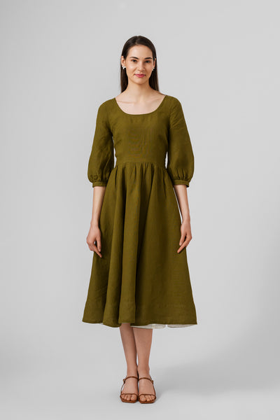 Carmen dress, 3/4 sleeves,#color_rosemary-green
