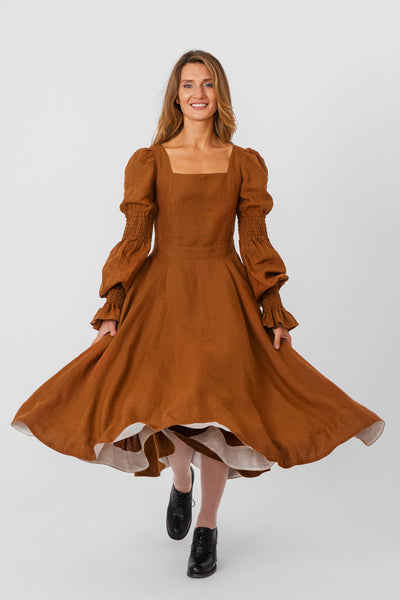 Briar Dress, Long Sleeve, Warm Brown
#color_warm-brown