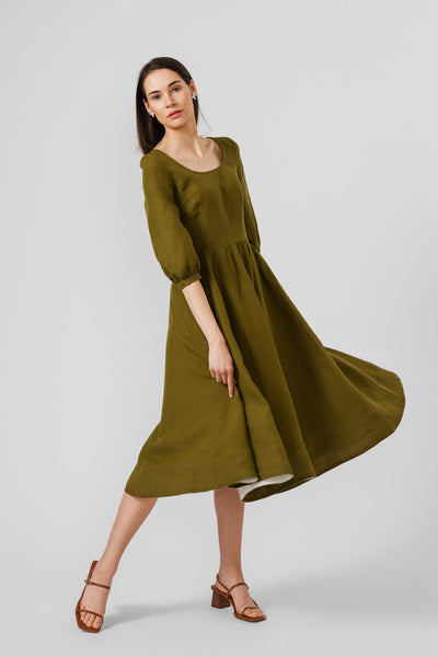 Carmen dress, 3/4 sleeves,#color_rosemary-green