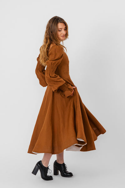Briar Dress, Long Sleeve, Warm Brown
#color_warm-brown
