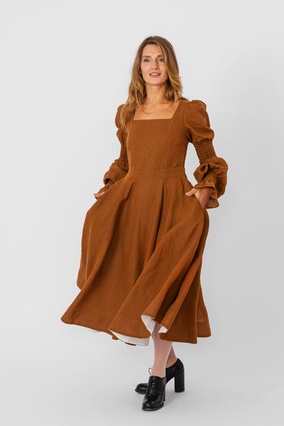Briar Dress, Long Sleeve, Warm Brown
#color_warm-brown