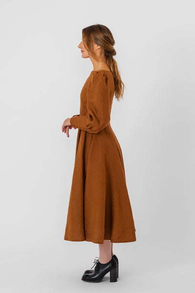 Hawthorn Dress, Long Sleeve, Warm Brown
#color_warm-brown