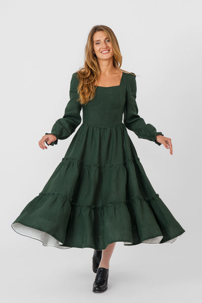 Sorrel Dress, Long Sleeve, Evergreen
#color_evergreen