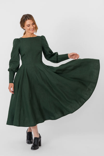 Hawthorn Dress, Long Sleeve, Evergreen
#color_evergreen