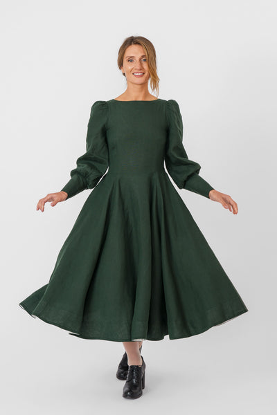 Hawthorn Dress, Long Sleeve, Evergreen
#color_evergreen