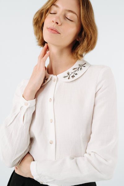 Classic Shirt, Long Sleeve, Embroidered Collar#color_hazelnut