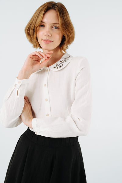 Classic Shirt, Long Sleeve, Embroidered Collar#color_hazelnut