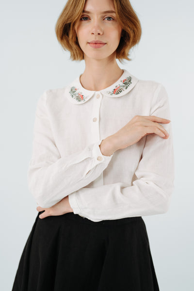 Classic Shirt, Long Sleeve, Embroidered Collar#color_wildwood