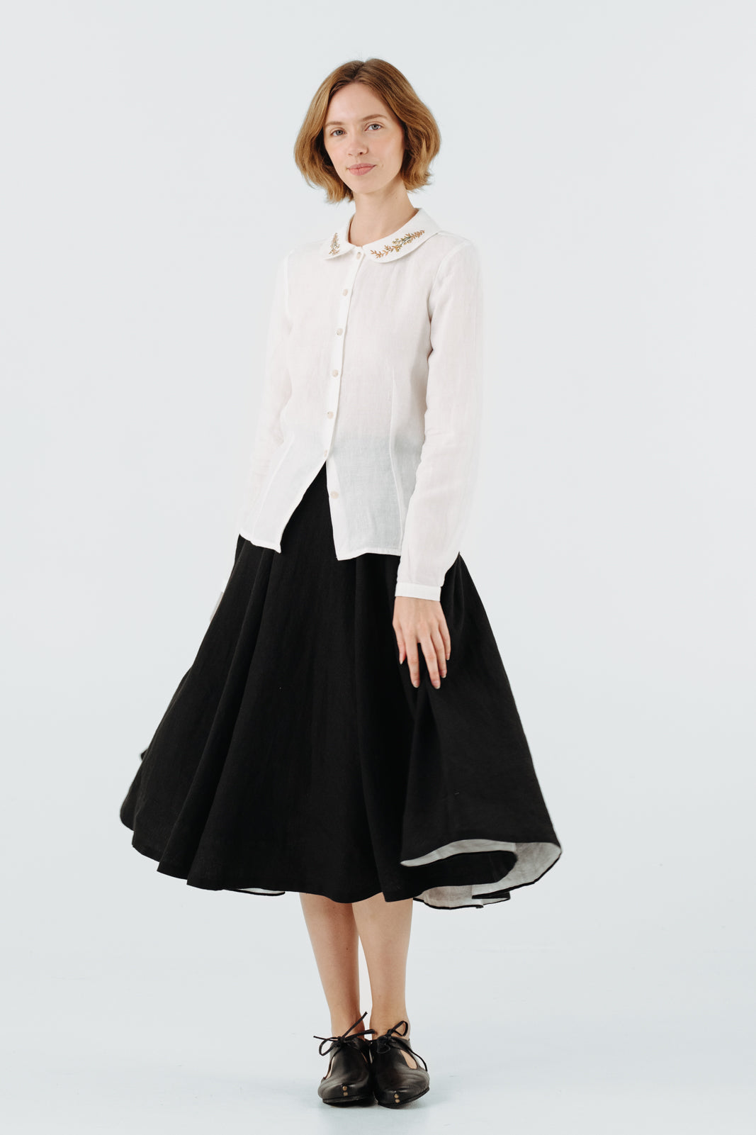 Classic Shirt, Long Sleeve, Embroidered Collar#color_golden-fields