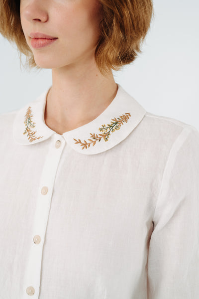 Classic Shirt, Long Sleeve, Embroidered Collar#color_golden-fields