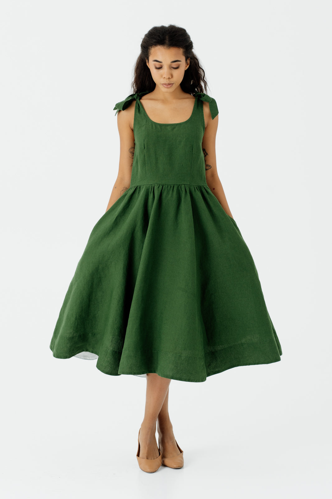 Amelia Dress, Sleeveless#color_emerald-green