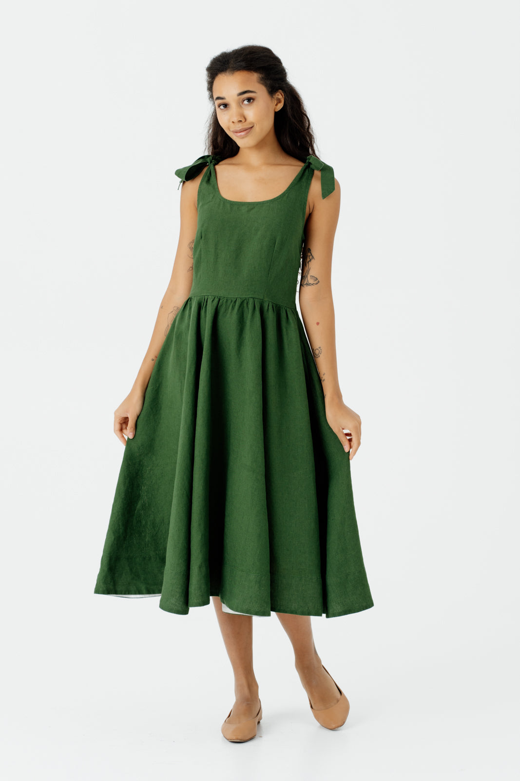 Amelia Dress, Sleeveless#color_emerald-green