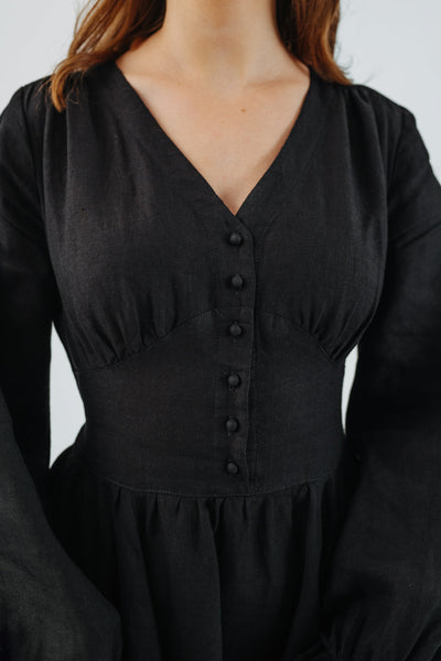 Diane Dress, Long Sleeve, Black Pansy#color_black-pansy