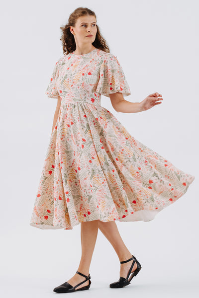Butterfly Sleeve Dress, Short Sleeve, Whimsical Garden#color_whimsical-garden