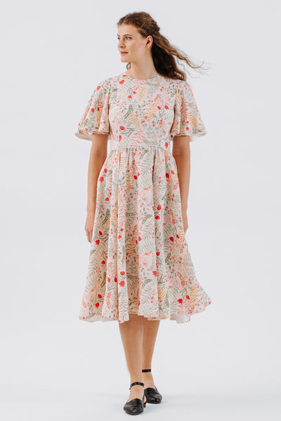 Butterfly Sleeve Dress, Short Sleeve, Whimsical Garden#color_whimsical-garden