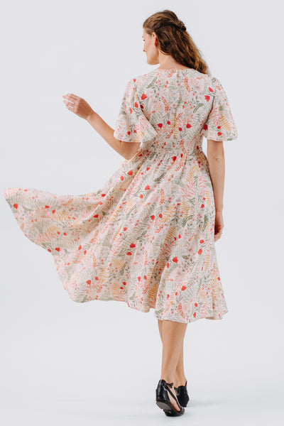 Butterfly Sleeve Dress, Short Sleeve, Whimsical Garden#color_whimsical-garden