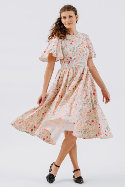 Butterfly Sleeve Dress, Short Sleeve, Whimsical Garden#color_whimsical-garden